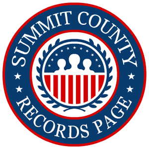 A round, red, white, and blue logo with the words 'Summit County Records Page' in relation to the state of Ohio.